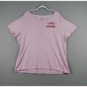 J. Crew Liberte Chamonix France Pink Short Sleeve Graphic Tee Size XXL